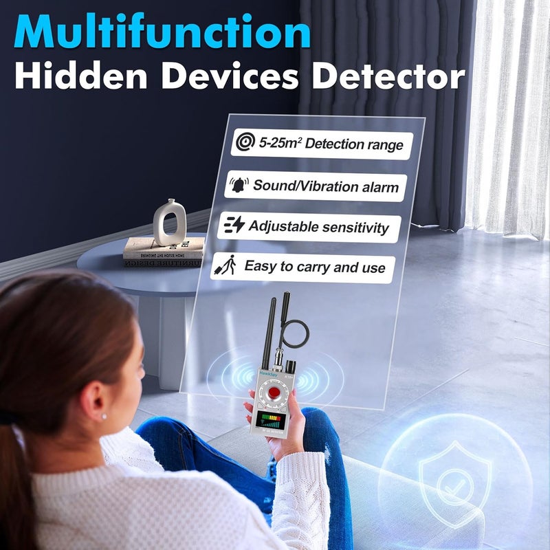 HawkSpy K18 Hidden Camera Detectors Bug & GPS Tracker Scanner Spy Camera Finder for Hidden Devices Listening Device Scanner with Sound & Vibration Alarm Portable Privacy Protectionn(Silver) - Image 2